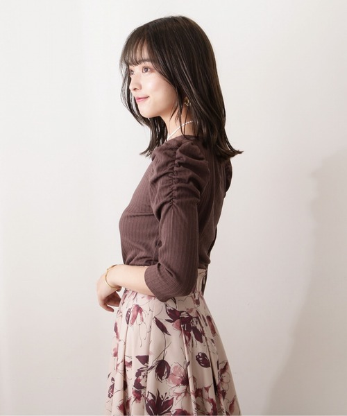 PROPORTION BODY DRESSING(プロポーションボディドレッシング)の「ギャザースリーブリブテレコ / 1212260802(Tシャツ/カットソー・レディース・ブラック/ボルドー/ブラウン・MEDIUM/SMALL)」の7枚目の写真