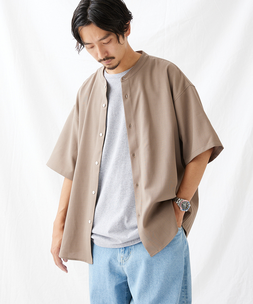 JOURNAL STANDARD(ジャーナルスタンダード)の「エステルパナマ バンドカラーシャツ(シャツ/ブラウス・メンズ・ブラック/アイボリー/ベージュ/グリーン・MEDIUM/LARGE/SMALL)」の3枚目の写真