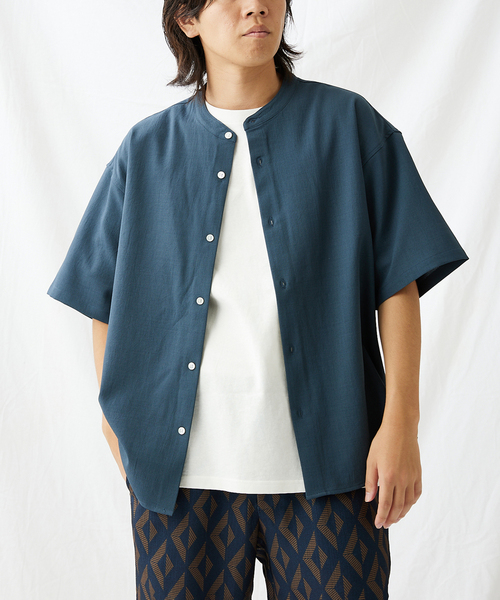 JOURNAL STANDARD(ジャーナルスタンダード)の「エステルパナマ バンドカラーシャツ(シャツ/ブラウス・メンズ・ブラック/アイボリー/ベージュ/グリーン・MEDIUM/LARGE/SMALL)」の4枚目の写真