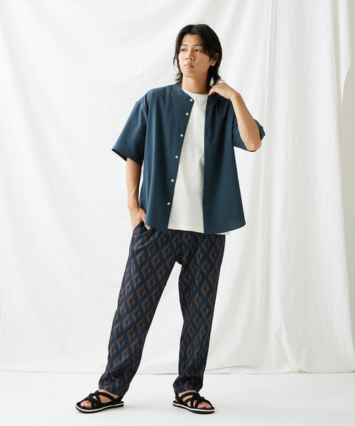 エステルパナマ バンドカラーシャツ（シャツ/ブラウス