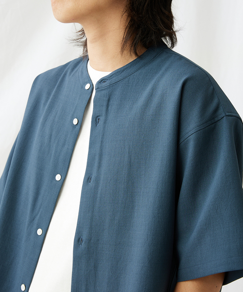 JOURNAL STANDARD L'ESSAGE バンドカラーシャツ 美品【L'essage】レサージュ バンドカラーシャツ ドロスト 日本製