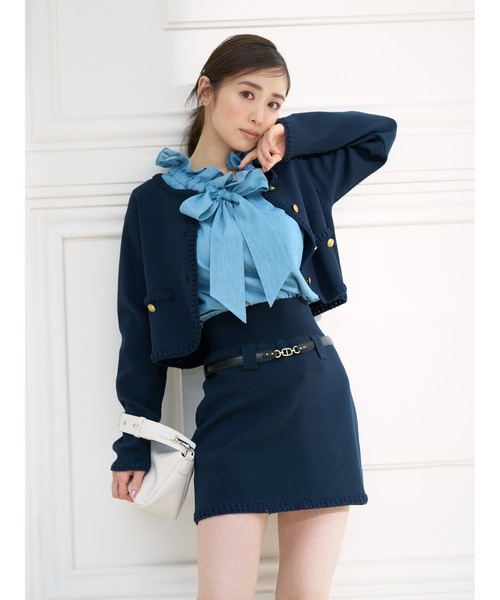 SNIDEL(スナイデル)の「ボウタイノースリブラウス(シャツ/ブラウス・レディース・ネイビー/ホワイト/ブルー・FREE)」の3枚目の写真