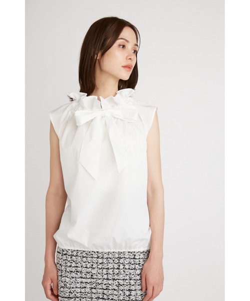 SNIDEL(スナイデル)の「ボウタイノースリブラウス(シャツ/ブラウス・レディース・ネイビー/ホワイト/ブルー・FREE)」の6枚目の写真