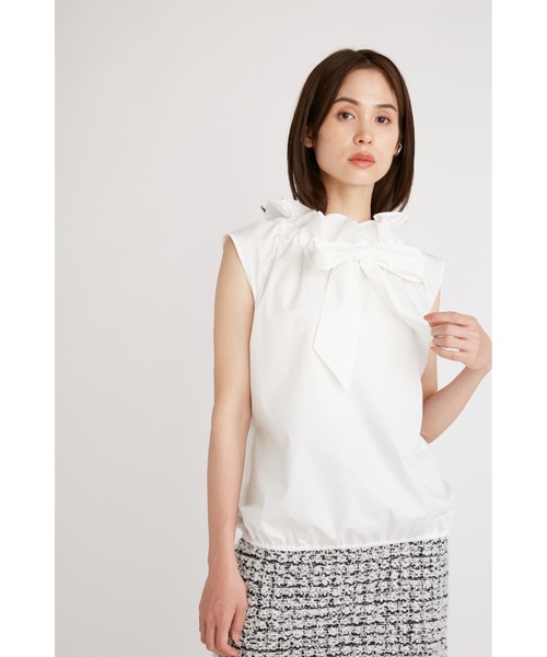 SNIDEL(スナイデル)の「ボウタイノースリブラウス(シャツ/ブラウス・レディース・ネイビー/ホワイト/ブルー・FREE)」の7枚目の写真