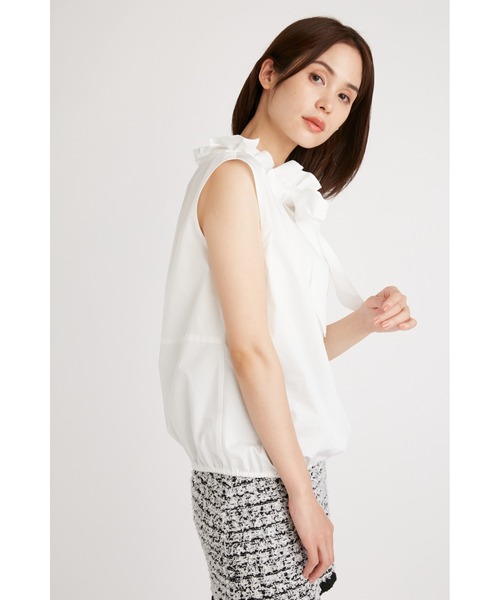 SNIDEL(スナイデル)の「ボウタイノースリブラウス(シャツ/ブラウス・レディース・ネイビー/ホワイト/ブルー・FREE)」の8枚目の写真