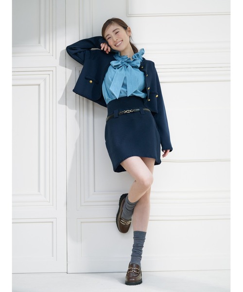 SNIDEL(スナイデル)の「ボウタイノースリブラウス(シャツ/ブラウス・レディース・ネイビー/ホワイト/ブルー・FREE)」の4枚目の写真