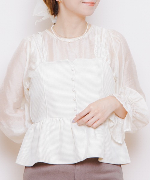 flower（フラワー）の「チェックフリルビスチェ（シャツ/ブラウス