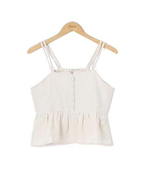 flower(フラワー)の「チェックフリルビスチェ(シャツ/ブラウス・レディース・ブラウン/アイボリー・FREE)」の7枚目の写真