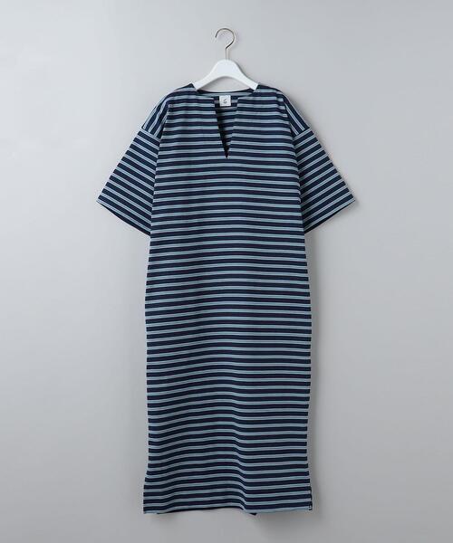 6（ロク）の「＜6(ROKU)＞COTTON BORDER WIDE DRESS/ワンピース（ワンピース・レディース・オレンジ/コバルトブルー・36/38）」の2枚目の写真