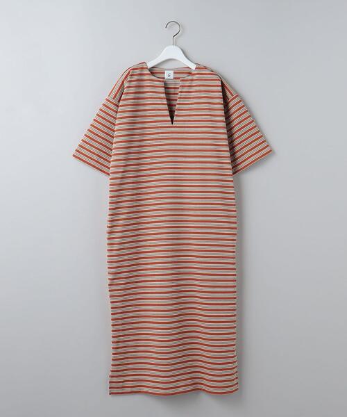 6（ロク）の「＜6(ROKU)＞COTTON BORDER WIDE DRESS/ワンピース（ワンピース・レディース・オレンジ/コバルトブルー・36/38）」の4枚目の写真