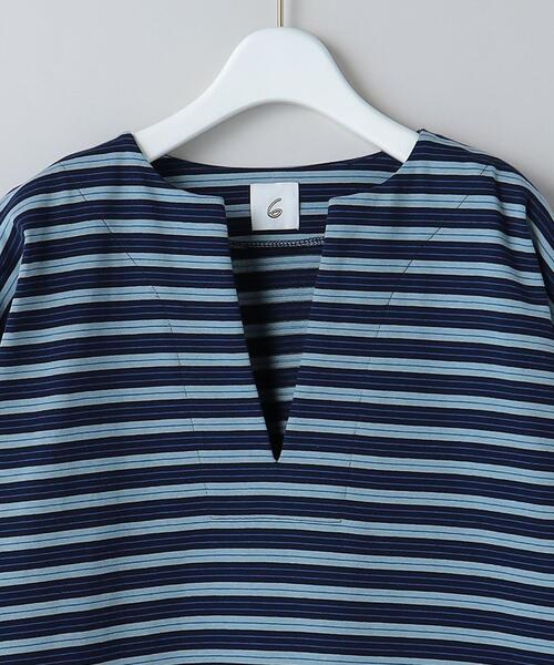 6（ロク）の「＜6(ROKU)＞COTTON BORDER WIDE DRESS/ワンピース（ワンピース・レディース・オレンジ/コバルトブルー・36/38）」の5枚目の写真