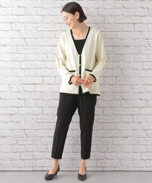 LEPSIM（レプシィム）の「12ゲージバイカラーVネックカーディガン