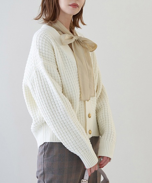 ROPE' PICNIC（ロペピクニック）の「リンクコーデ/バンドンニットゴールド釦カーディガン（カーディガン/ボレロ・レディース・ブラック/ブルー/キナリ・38）」の12枚目の写真