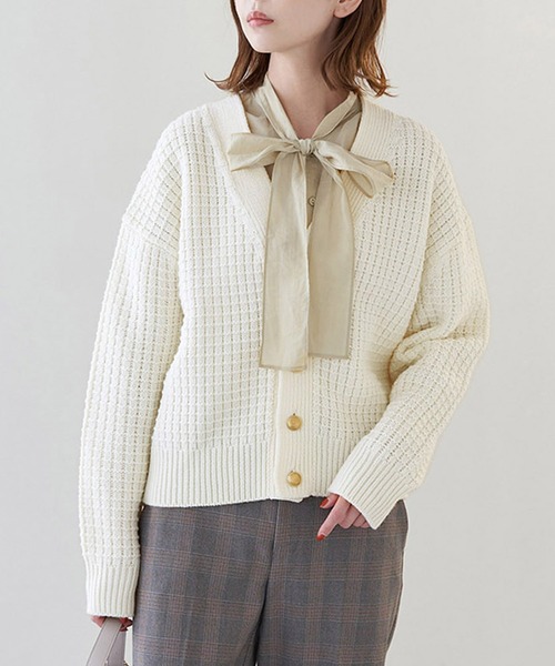 ROPE' PICNIC（ロペピクニック）の「リンクコーデ/バンドンニットゴールド釦カーディガン（カーディガン/ボレロ・レディース・ブラック/ブルー/キナリ・38）」の13枚目の写真