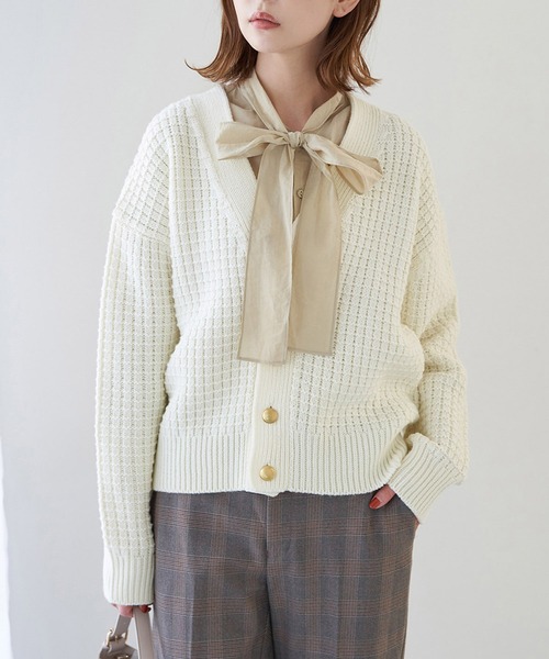 ROPE' PICNIC（ロペピクニック）の「リンクコーデ/バンドンニットゴールド釦カーディガン（カーディガン/ボレロ・レディース・ブラック/ブルー/キナリ・38）」の14枚目の写真