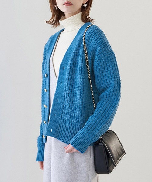 ROPE' PICNIC（ロペピクニック）の「リンクコーデ/バンドンニットゴールド釦カーディガン（カーディガン/ボレロ・レディース・ブラック/ブルー/キナリ・38）」の16枚目の写真