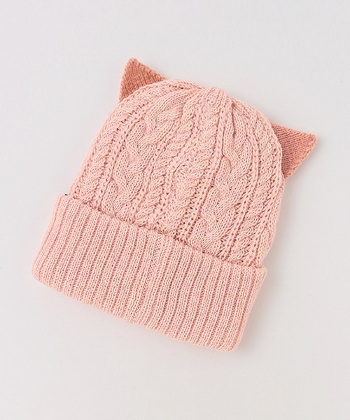 kladskap（クレードスコープ）の「ネコ耳ニット帽（ニットキャップ/ビーニー・キッズ・ピンク・FREE）」の2枚目の写真