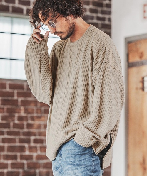 FACTOTUM（ファクトタム）の「mlt3974- Dobby Jacquard Knit-sew  Long-sleeve カットソー（Tシャツ/カットソー・メンズ・ブルー系その他/グレイッシュベージュ/チャコール/ブラック・48/44/46）」の3枚目の写真