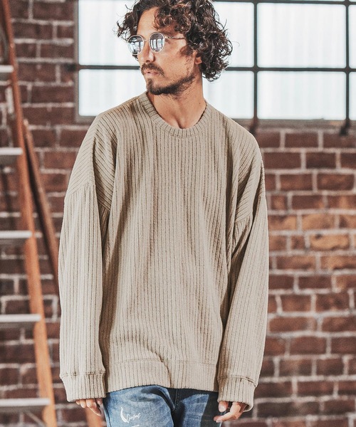 FACTOTUM（ファクトタム）の「mlt3974- Dobby Jacquard Knit-sew  Long-sleeve カットソー（Tシャツ/カットソー・メンズ・ブルー系その他/グレイッシュベージュ/チャコール/ブラック・48/44/46）」の6枚目の写真