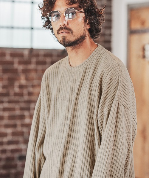 FACTOTUM（ファクトタム）の「mlt3974- Dobby Jacquard Knit-sew  Long-sleeve カットソー（Tシャツ/カットソー・メンズ・ブルー系その他/グレイッシュベージュ/チャコール/ブラック・48/44/46）」の7枚目の写真