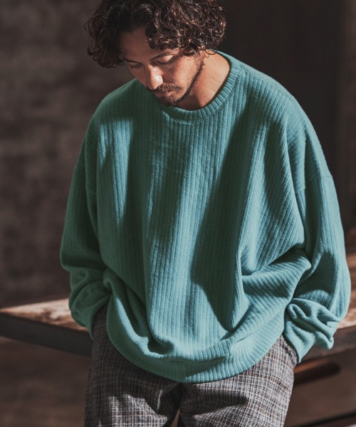 FACTOTUM（ファクトタム）の「mlt3974- Dobby Jacquard Knit-sew  Long-sleeve カットソー（Tシャツ/カットソー・メンズ・ブルー系その他/グレイッシュベージュ/チャコール/ブラック・48/44/46）」の18枚目の写真