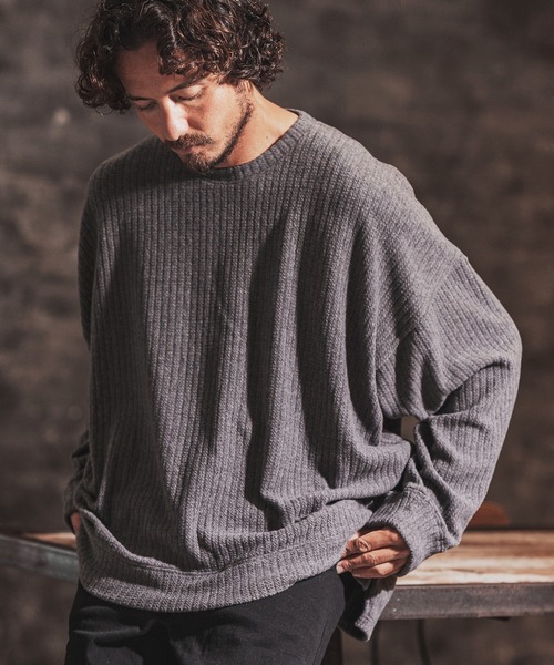 FACTOTUM（ファクトタム）の「mlt3974- Dobby Jacquard Knit-sew  Long-sleeve カットソー（Tシャツ/カットソー・メンズ・ブルー系その他/グレイッシュベージュ/チャコール/ブラック・48/44/46）」の21枚目の写真