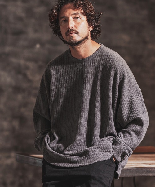 FACTOTUM（ファクトタム）の「mlt3974- Dobby Jacquard Knit-sew  Long-sleeve カットソー（Tシャツ/カットソー・メンズ・ブルー系その他/グレイッシュベージュ/チャコール/ブラック・48/44/46）」の22枚目の写真