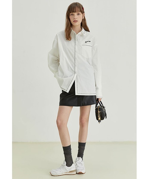 フラワーステッチ オーバーサイズシャツ FQ22S016【Fano Studios