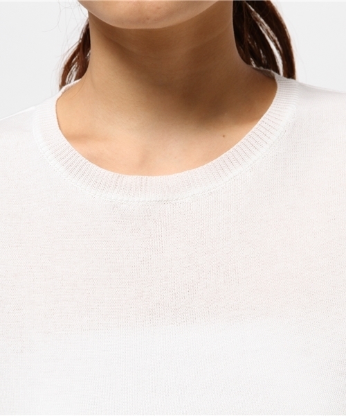 Ray BEAMS（レイビームス）の「Ray BEAMS / フリル チュールスリーブ クルーネック（ニット/セーター・レディース・ホワイト/サックスブルー/ネイビー・ONE SIZE）」の7枚目の写真