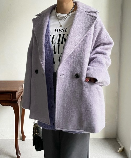 DouDou(ドゥドゥ)の「シャギーコート(その他アウター・レディース・バイオレット/オレンジ/オフホワイト・FREE)」の13枚目の写真