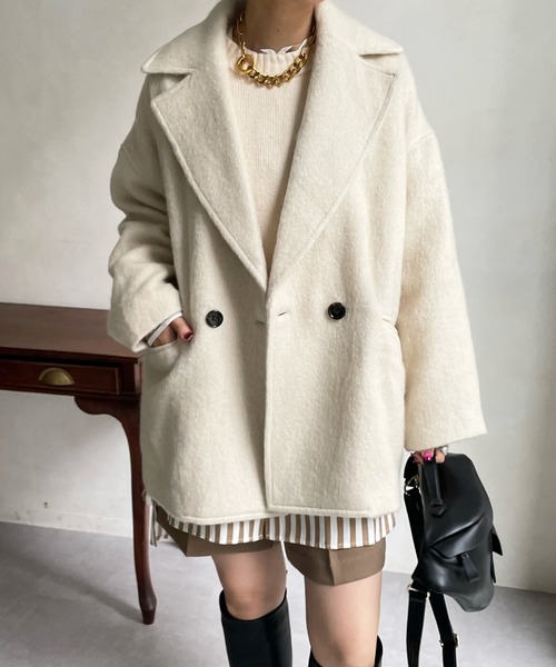 DouDou(ドゥドゥ)の「シャギーコート(その他アウター・レディース・バイオレット/オレンジ/オフホワイト・FREE)」の4枚目の写真