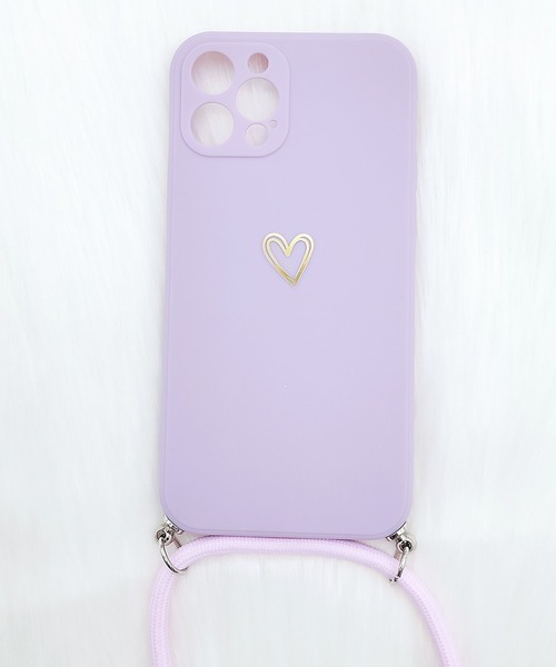 セール】ストラップ付 ハートワンポイントシリコンiPhoneケース