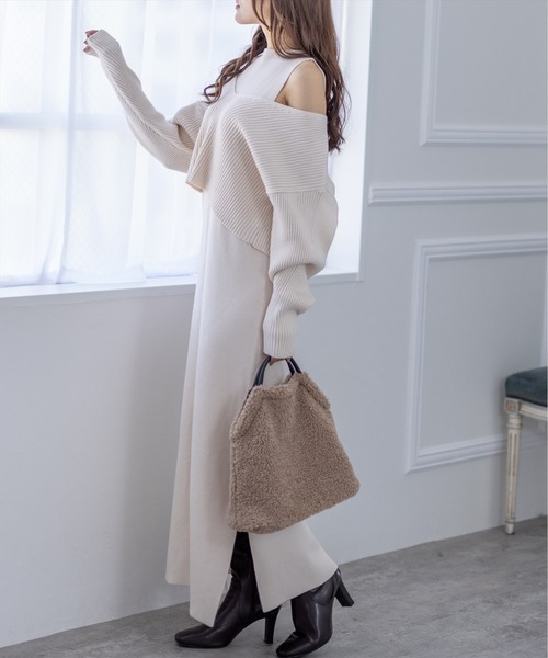 clear(クリア)の「レイヤードニットワンピース(ワンピース・レディース・ピンク/アイボリー/ラベンダー・F)」の7枚目の写真