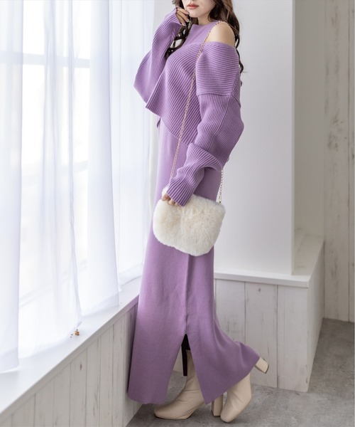 clear(クリア)の「レイヤードニットワンピース(ワンピース・レディース・ピンク/アイボリー/ラベンダー・F)」の11枚目の写真