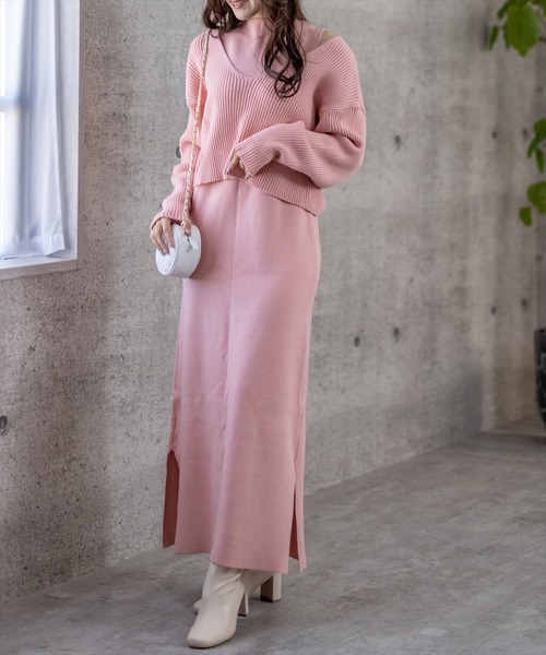 clear(クリア)の「レイヤードニットワンピース(ワンピース・レディース・ピンク/アイボリー/ラベンダー・F)」の13枚目の写真