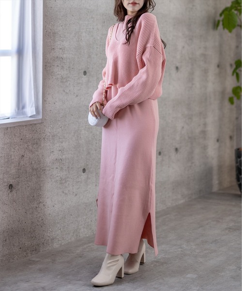 clear(クリア)の「レイヤードニットワンピース(ワンピース・レディース・ピンク/アイボリー/ラベンダー・F)」の14枚目の写真