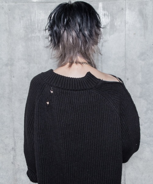 R/X（ロックス）の「チェーンバッチ付きダメージルーズニット（ニット/セーター・レディース・アイボリー/ブラック・FREE）」の19枚目の写真