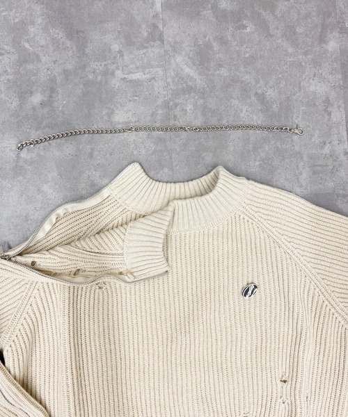 R/X（ロックス）の「チェーンバッチ付きダメージルーズニット（ニット/セーター・レディース・アイボリー/ブラック・FREE）」の13枚目の写真