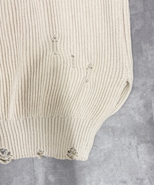 R/X（ロックス）の「チェーンバッチ付きダメージルーズニット（ニット/セーター・レディース・アイボリー/ブラック・FREE）」の18枚目の写真