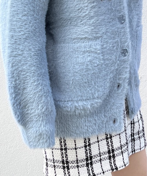 one way（ワンウェイ）の「ポケット付きショートシャギーカーディガン（カーディガン/ボレロ・レディース・ライトブルー/オレンジ/ホワイト/ライトグリーン・FREE）」の5枚目の写真