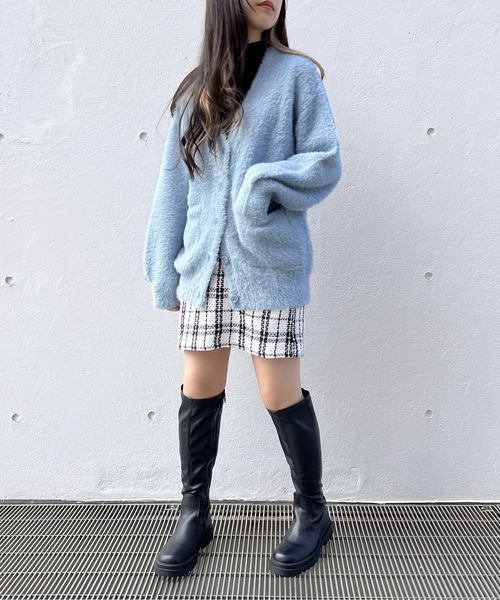 one way（ワンウェイ）の「ポケット付きショートシャギーカーディガン（カーディガン/ボレロ・レディース・ライトブルー/オレンジ/ホワイト/ライトグリーン・FREE）」の7枚目の写真