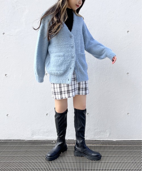 one way（ワンウェイ）の「ポケット付きショートシャギーカーディガン（カーディガン/ボレロ・レディース・ライトブルー/オレンジ/ホワイト/ライトグリーン・FREE）」の8枚目の写真