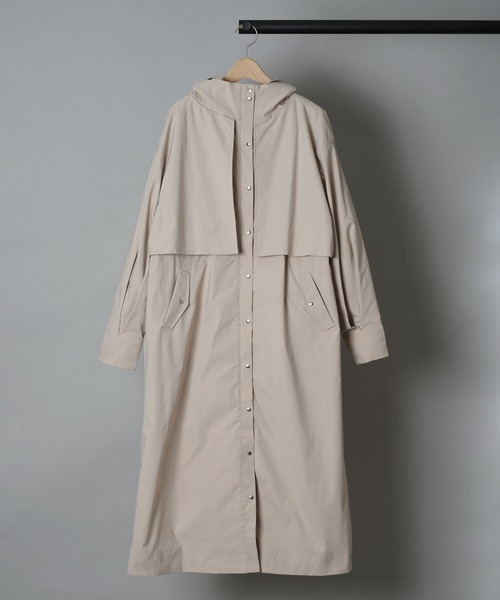 ottilie（オティーリエ）の「【 ottilie / オティーリエ 】 トレンチ風マウンテンロングフーディーコート（トレンチコート・レディース・ネイビー/ブラック/グレイッシュベージュ/カーキ・FREE）」の9枚目の写真