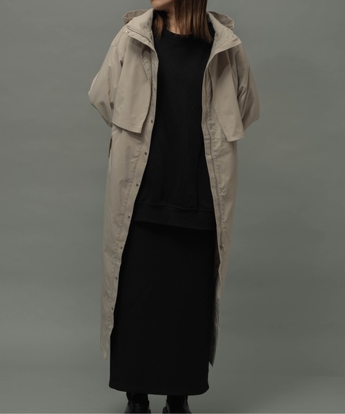 ottilie（オティーリエ）の「【 ottilie / オティーリエ 】 トレンチ風マウンテンロングフーディーコート（トレンチコート・レディース・ネイビー/ブラック/グレイッシュベージュ/カーキ・FREE）」の7枚目の写真