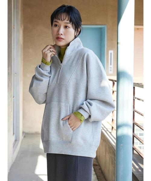 CRAFT STANDARD BOUTIQUE(クラフトスタンダードブティック)の「裏起毛ハーフZIPスウェット(スウェット・レディース・グレー系その他/アイボリー/ブラック/ブルー/ホワイト系その他・L/M/LL)」の11枚目の写真