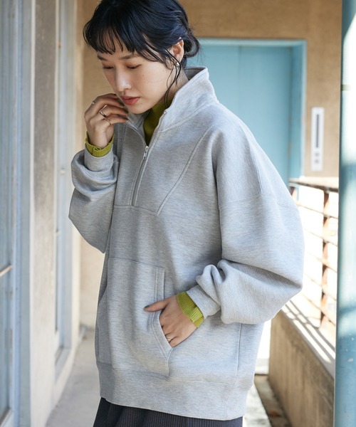 CRAFT STANDARD BOUTIQUE(クラフトスタンダードブティック)の「裏起毛ハーフZIPスウェット(スウェット・レディース・グレー系その他/アイボリー/ブラック/ブルー/ホワイト系その他・L/M/LL)」の4枚目の写真