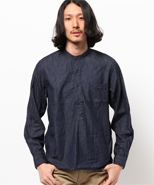 CIAOPANIC（チャオパニック）の「【Ciaopanic】　4.5ozデニムプルオーバーシャツ（シャツ/ブラウス・メンズ・オフホワイト/ブルー/インディゴブルー・MEDIUM/LARGE）」の3枚目の写真