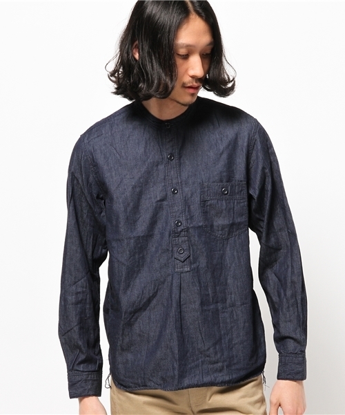 CIAOPANIC（チャオパニック）の「【Ciaopanic】　4.5ozデニムプルオーバーシャツ（シャツ/ブラウス・メンズ・オフホワイト/ブルー/インディゴブルー・MEDIUM/LARGE）」の4枚目の写真