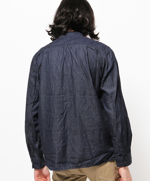 CIAOPANIC（チャオパニック）の「【Ciaopanic】　4.5ozデニムプルオーバーシャツ（シャツ/ブラウス・メンズ・オフホワイト/ブルー/インディゴブルー・MEDIUM/LARGE）」の6枚目の写真