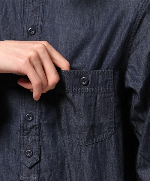 CIAOPANIC（チャオパニック）の「【Ciaopanic】　4.5ozデニムプルオーバーシャツ（シャツ/ブラウス・メンズ・オフホワイト/ブルー/インディゴブルー・MEDIUM/LARGE）」の10枚目の写真